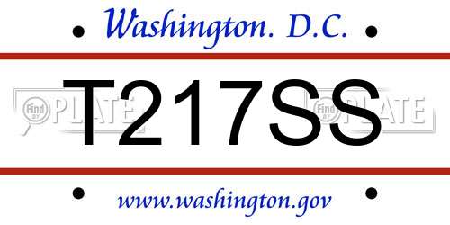 T217SS District Of Columbia License Plate