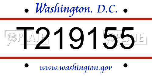 T219155 District Of Columbia License Plate