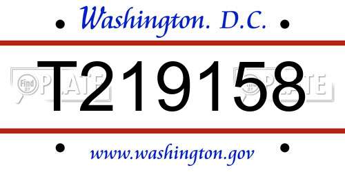 T219158 District Of Columbia License Plate