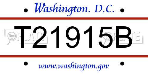 T21915B District Of Columbia License Plate