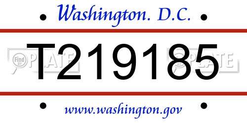 T219185 District Of Columbia License Plate