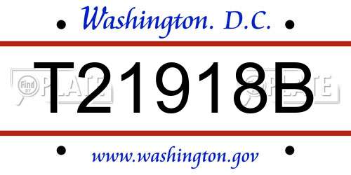 T21918B District Of Columbia License Plate