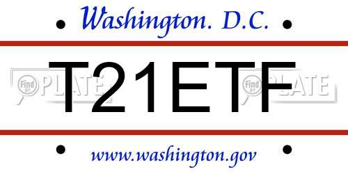 T21ETF District Of Columbia License Plate
