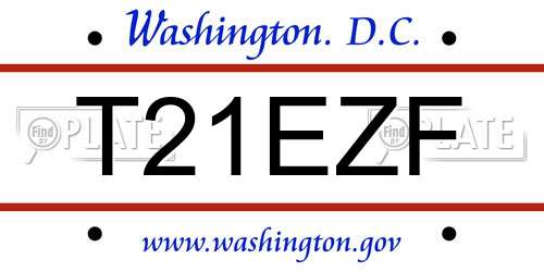 T21EZF District Of Columbia License Plate