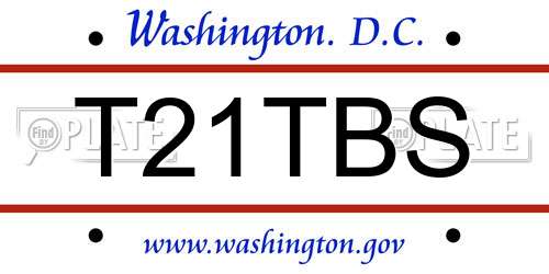 T21TBS District Of Columbia License Plate