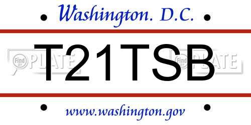 T21TSB District Of Columbia License Plate