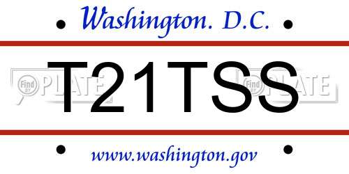 T21TSS District Of Columbia License Plate