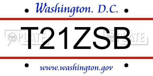 T21ZSB District Of Columbia License Plate