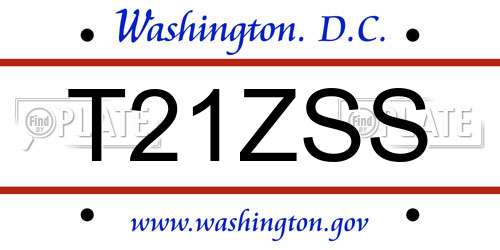 T21ZSS District Of Columbia License Plate