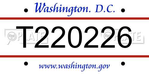 T220226 District Of Columbia License Plate