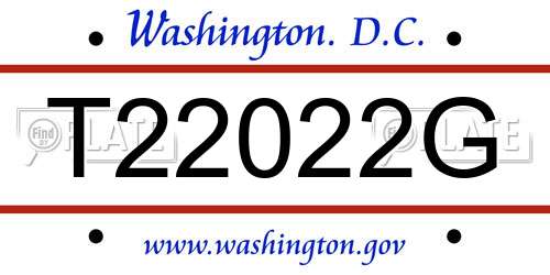 T22022G District Of Columbia License Plate