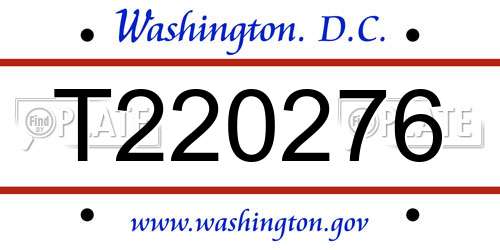 T220276 District Of Columbia License Plate