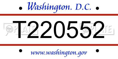 T220552 District Of Columbia License Plate