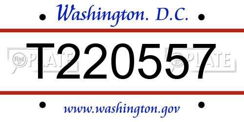 T220557 District Of Columbia License Plate