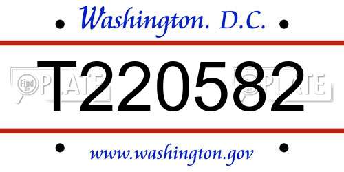 T220582 District Of Columbia License Plate