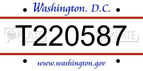 T220587 District Of Columbia License Plate