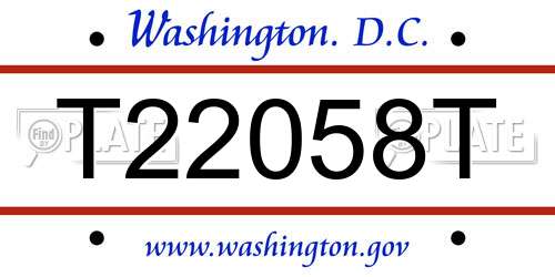 T22058T District Of Columbia License Plate