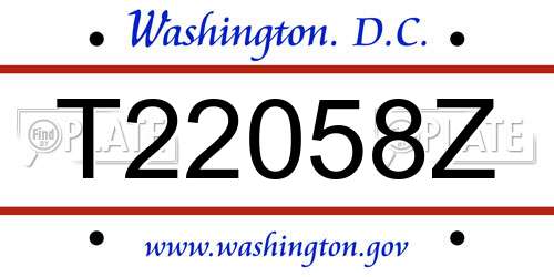 T22058Z District Of Columbia License Plate