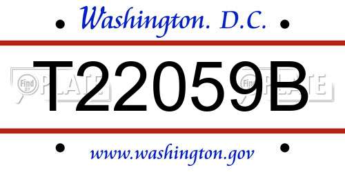 T22059B District Of Columbia License Plate