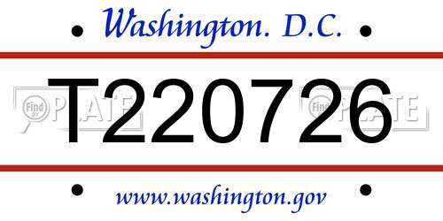 T220726 District Of Columbia License Plate
