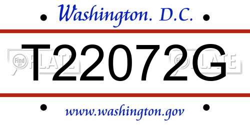 T22072G District Of Columbia License Plate