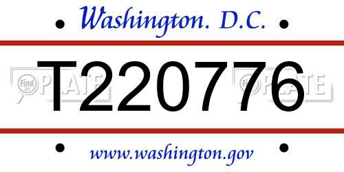 T220776 District Of Columbia License Plate