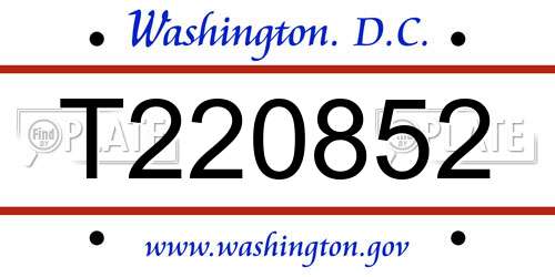 T220852 District Of Columbia License Plate