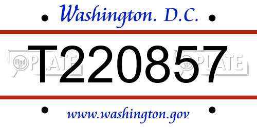 T220857 District Of Columbia License Plate