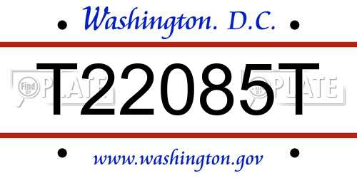 T22085T District Of Columbia License Plate