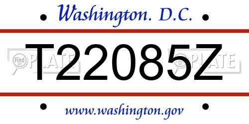 T22085Z District Of Columbia License Plate