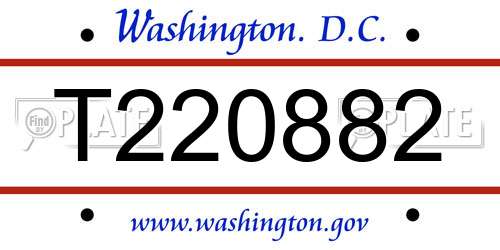 T220882 District Of Columbia License Plate