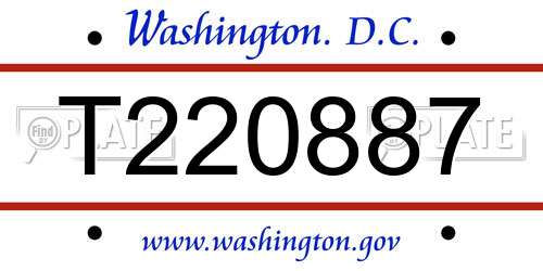 T220887 District Of Columbia License Plate