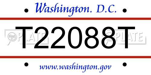 T22088T District Of Columbia License Plate