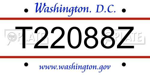 T22088Z District Of Columbia License Plate