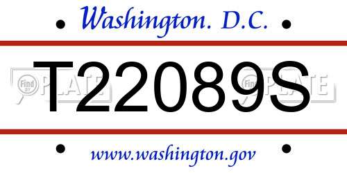 T22089S District Of Columbia License Plate