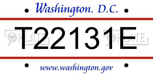 T22131E District Of Columbia License Plate