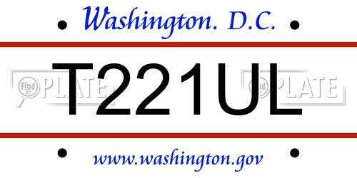 T221UL District Of Columbia License Plate