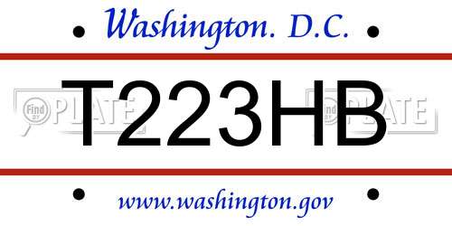 T223HB District Of Columbia License Plate