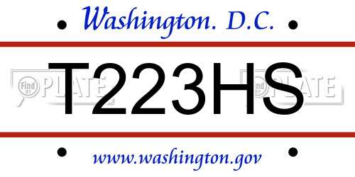 T223HS District Of Columbia License Plate