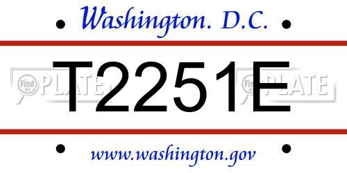 T2251E District Of Columbia License Plate