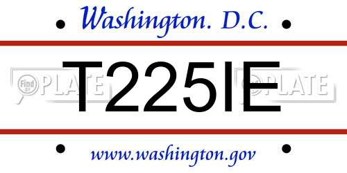 T225IE District Of Columbia License Plate