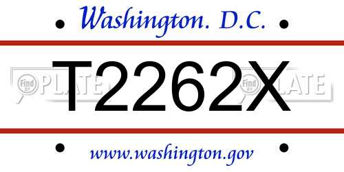 T2262X District Of Columbia License Plate