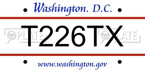 T226TX District Of Columbia License Plate