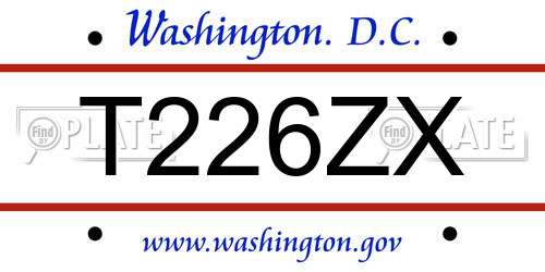 T226ZX District Of Columbia License Plate