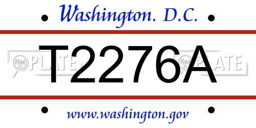 T2276A District Of Columbia License Plate