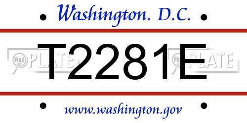 T2281E District Of Columbia License Plate