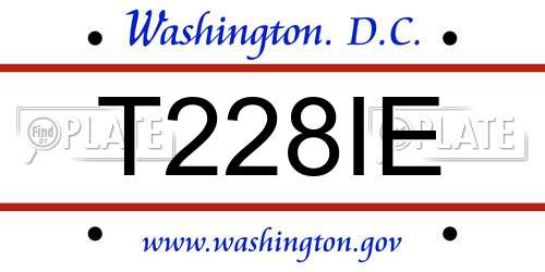 T228IE District Of Columbia License Plate