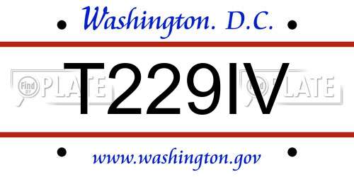 T229IV District Of Columbia License Plate