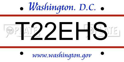 T22EHS District Of Columbia License Plate