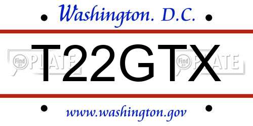 T22GTX District Of Columbia License Plate